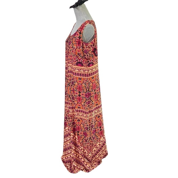 Emma & Michele Tribal Multicolor maxi dress, Pink, orange, black soft, size L - Picture 2 of 14